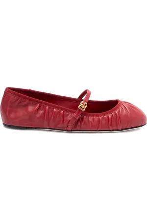 Dolce & Gabbana Sko, Dame, Rød, 38 1/2 EU, Bomuld, Røde flade sko med logo spænde