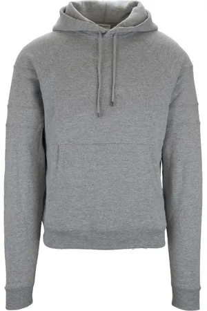 Saint Laurent Sweathshirts & Hoodies, Herre, Grå, M, Bomuld, Hættetrøje med broderet logo