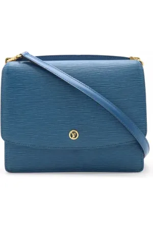 LOUIS VUITTON Pre-owned, Dame, Blå, ONE SIZE, Uld, Pre-owned Laeder skuldertasker