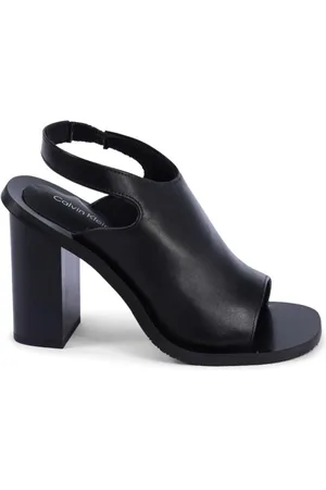 Calvin Klein Sko, Dame, Sort, 38 EU, Læder, Sort læder slingback sandaler