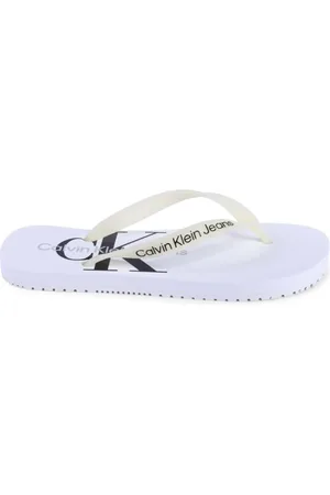 Calvin Klein Sko, Dame, Hvid, 38 EU, Hvide Logo Flip Flops