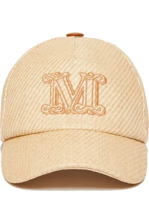 Max Mara Tilbehør, Dame, Brun, 58 CM, Læder, Broderet Logo Brun Hat Italien Lavet