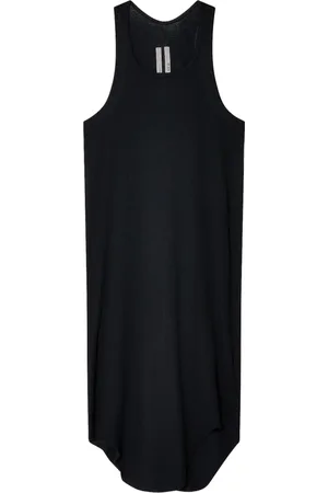 Rick Owens Top, Herre, Sort, M, Bomuld, Sort Rib Tank Top med Asymmetrisk Hem