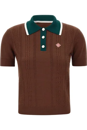 Casablanca Top, Dame, Brun, S, Bomuld, Brun Polo Shirt Logo Patch