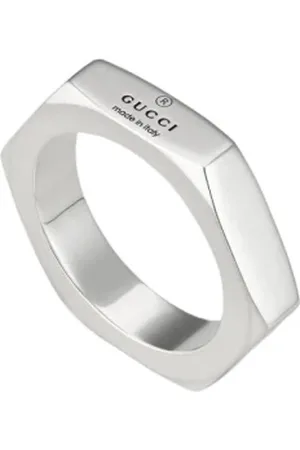Gucci Tilbehør, Dame, Grå, 60 MM, Minimalist Hexagon Sølv Ring
