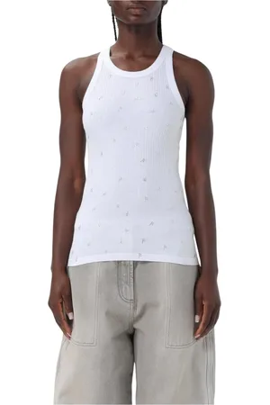 The Attico Top, Dame, Hvid, 2XS, Bomuld, Krystal Ribbet Tank Top