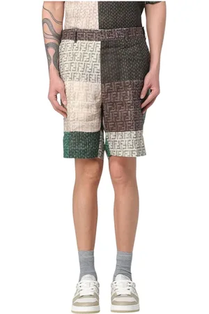 Fendi Shorts, Herre, Flerfarvet, S, Uld, Beige Patchwork Shorts Stilfuldt Tilbehør