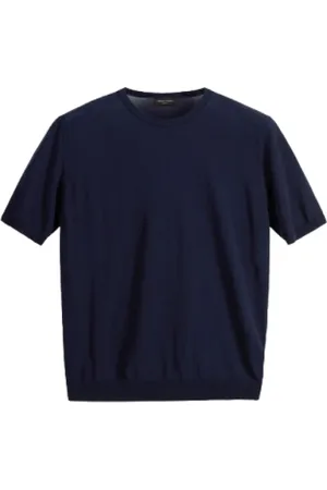 Roberto Collina Top, Herre, Blå, XL, Bomuld, Blå Bomuld Crew Neck T-shirt