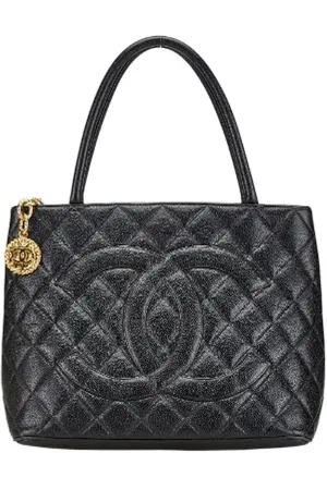 CHANEL Pre-owned, Dame, Sort, ONE SIZE, Tyl, Pre-owned Laeder totes