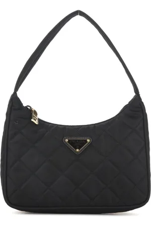 Prada Taske, Dame, Sort, ONE SIZE, Uld, Quiltet skuldertaske med top håndtag