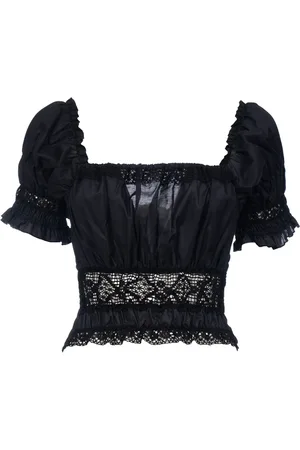 ERMANNO SCERVINO Bluser & Skjorter, Dame, Sort, M, Bomuld, Lysende Blonde Top af Ermanno Firenze