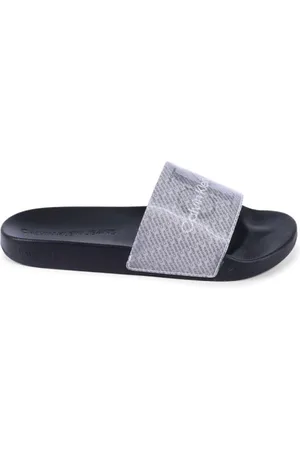 Calvin Klein Sko, Dame, Grå, 40 EU, Uld, Sort Slide Sandaler Kvinders Stilfuld Komfort