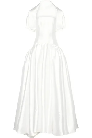 Solace Kjole, Dame, Hvid, XS, Hvid Cape Kjole med Draperet Detaljer