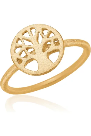 Frk Lisberg Tilbehør, Dame, Gul, 50 MM, Uld, Livets Træ Guld Ring