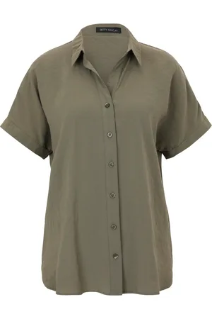 Betty Barclay Bluser & Skjorter, Dame, Grøn, L, Uld, Elegant Button-Up Bluse med Print