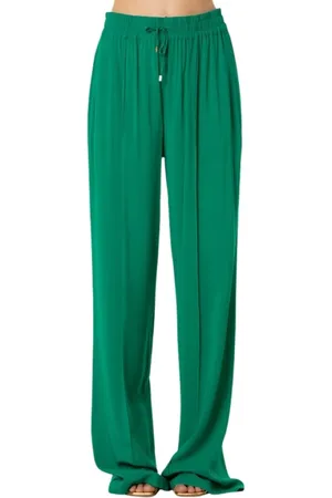 SIMONA CORSELLINI Bukser, Dame, Grøn, XL, Uld, Bløde Palazzo Bukser - Twist Emerald