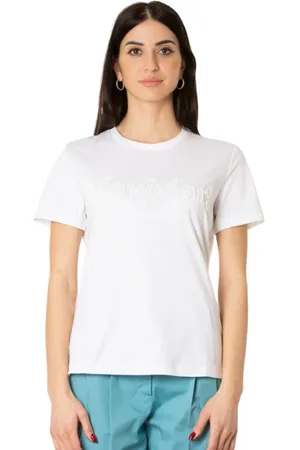 Max Mara Top, Dame, Hvid, M, Bomuld, Hvid Bomulds T-shirt med Frontlogo