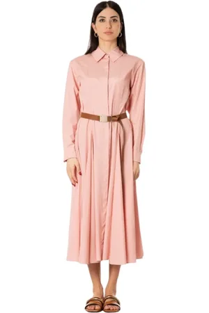 Max Mara Kjole, Dame, Lyserød, L, Bomuld, Poplin skjortekjole i pudderrosa
