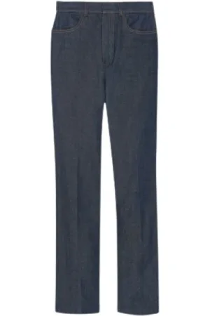 Saint Laurent Jeans, Dame, Blå, S, Denim, Denim Straight Leg Bukser med Lommer