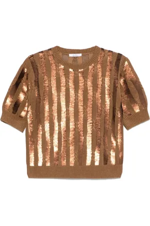 Max Mara Strik, Dame, Brun, M, Kortærmet Sweater