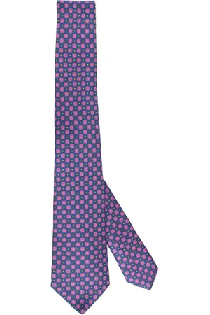 Kiton Tilbehør, Herre, Lyserød, ONE SIZE, Håndlavet Silkeslips Syv Fold