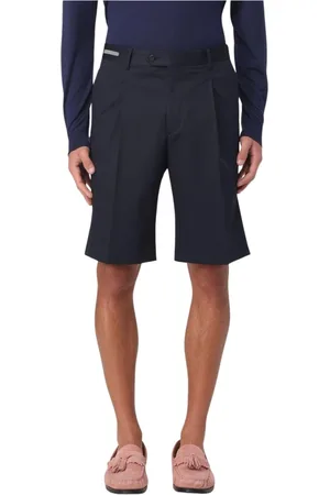 corneliani Shorts, Herre, Blå, 2XL, Uld, Blå Plisserede Uld Shorts
