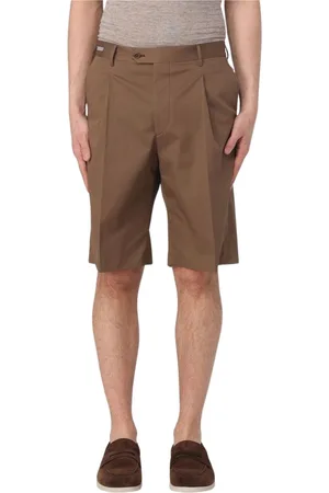 corneliani Shorts, Herre, Brun, M, Bomuld, Blå Plisserede Bomuldsshorts