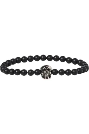 Alexander McQueen Tilbehør, Dame, Sort, ONE SIZE, Onyx Skull Charm Armbånd