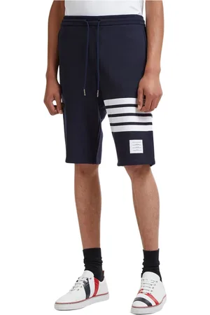 Thom Browne Shorts, Herre, Blå, L, Bomuld, Jersey Sweat Shorts med Fire Bar Motif