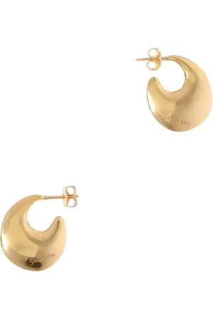 Saint Laurent Tilbehør, Dame, Gul, ONE SIZE, Uld, Guld Skulpturelle Hoop Øreringe
