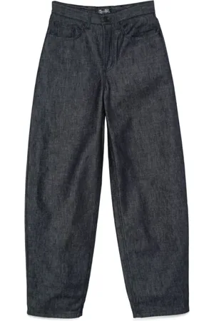 MUGLER Jeans, Dame, Sort, W28, Bomuld, Barrel Leg Jeans med Korsetdetalje