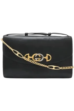 Gucci Pre-owned, Dame, Sort, ONE SIZE, Uld, Pre-owned Laeder skuldertasker