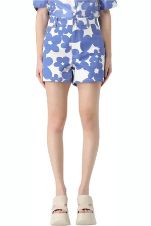 Marni Shorts, Dame, Blå, XS L30, Denim, Blå Blomstret Denim Shorts
