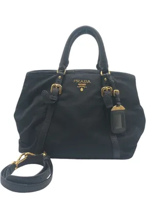 Prada Pre-owned, Dame, Sort, ONE SIZE, Uld, Pre-owned canvas håndtasker