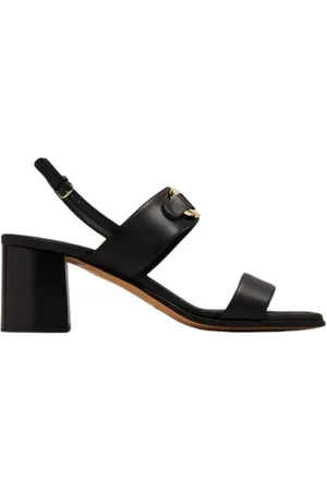 Salvatore Ferragamo Sko, Dame, Sort, 38 1/2 EU, Sorte Brede Hælsandaler