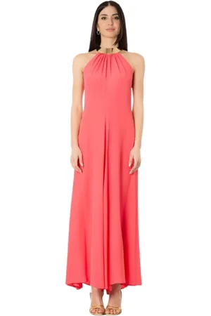 SIMONA CORSELLINI Kjole, Dame, Lyserød, S, Polyester, Lang silkekjole i Sunglow farve