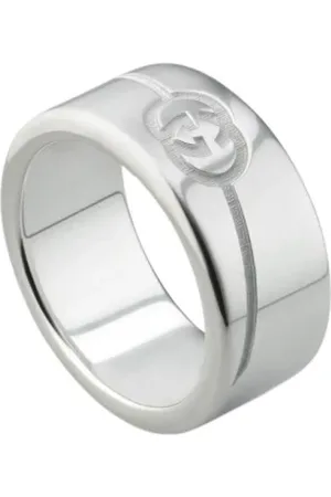Gucci Tilbehør, Dame, Grå, 53 MM, Sølv Interlocking Ring