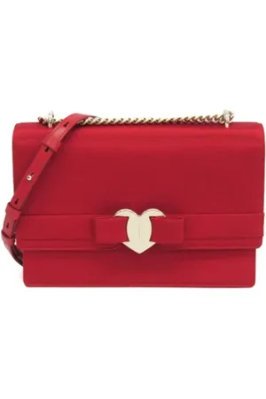 Salvatore Ferragamo Pre-owned, Dame, Rød, ONE SIZE, Uld, Pre-owned Canvas skuldertasker
