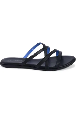 Tommy Hilfiger Sko, Dame, Sort, 42 EU, Læder, Sorte Læder Stropløse Sandaler