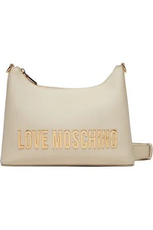 Moschino Taske, Dame, Hvid, ONE SIZE, Uld, Beige Skuldertaske med Guldlogo