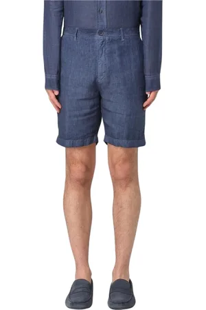 120% Lino Shorts, Herre, Blå, 2XL, Linned, Hvide Linned Shorts Casual Mænd