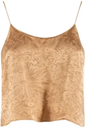 Nenette Top, Dame, Gul, XS, Top i jacquardstof med kædedetalje