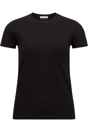 Moncler Top, Dame, Sort, S, Bomuld, Sort Bomuld Jersey Crew Neck T-shirt