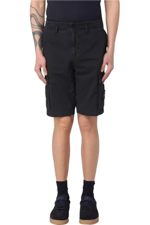 Stone Island Shorts, Herre, Blå, W36, Olivengrønne Cargo Shorts med Lommer