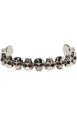 Alexander McQueen Tilbehør, Dame, Grå, S, Sølv Skull Manchet Armbånd