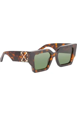 OFF-WHITE Tilbehør, unisex, Brun, 55 MM, Uld, Catalina Solbriller Nyt Logo Grønne Linser