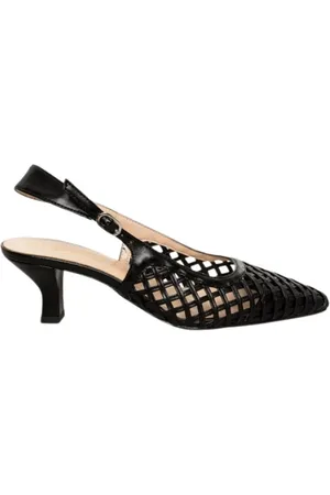 BIANCA DI Sko, Dame, Sort, 38 EU, Læder, Sort vævet læder slingback sandaler