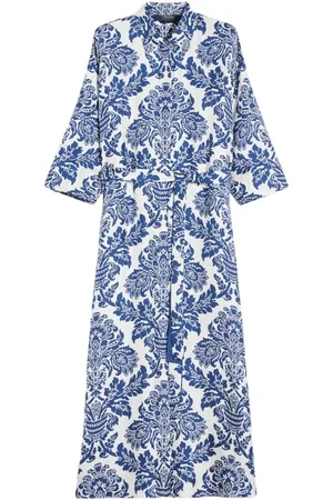 Max Mara Kjole, Dame, Blå, XS, Uld, Silke Camelia Skjortekjole Navy Blå