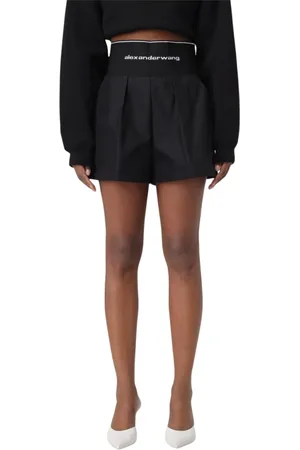Alexander Wang Shorts, Dame, Sort, S, Sort Plisseret High-Waisted Shorts