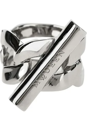 Alexander McQueen Tilbehør, Dame, Grå, 60 MM, Sølv Statement Armbånd